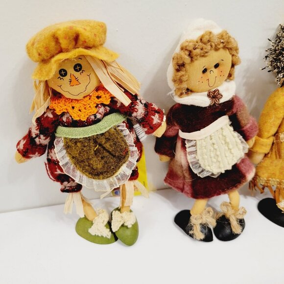 3 Vtg Fabric Holiday Christmas Ornaments Rag Doll Scarecrow Country Pioneers - Picture 2 of 6